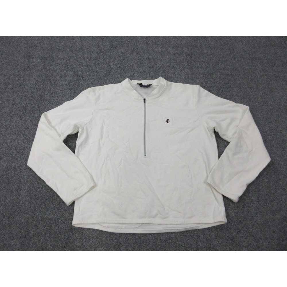 VTG Polo Sport Ralph Lauren Pullover Mens Medium White Quarter Zip Tennis Club